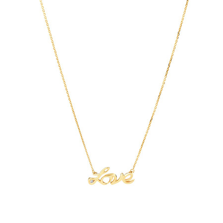 Love Necklace with Diamond in 10kt Yellow Gold