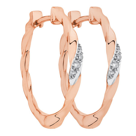 Hoop Earrings with Diamonds in 10ct Rose Gold Hoop Earrings with Diamonds in 10ct Rose Gold