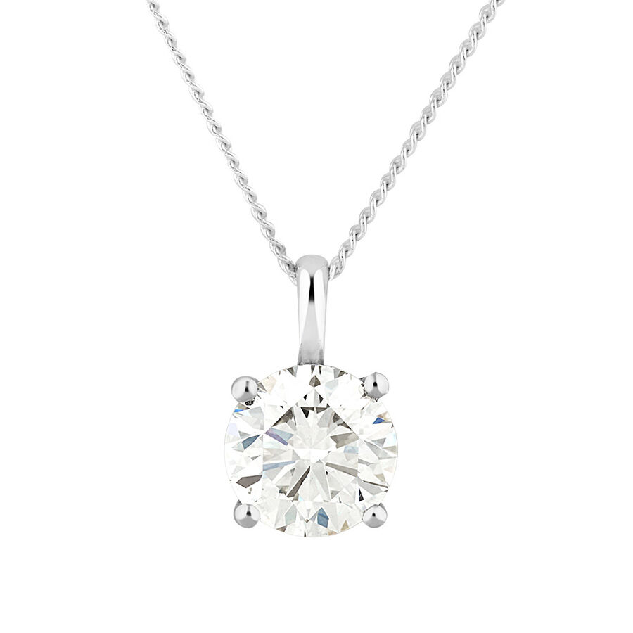 LaboratoryCreated 1 Carat Diamond Pendant in 14ct White Gold