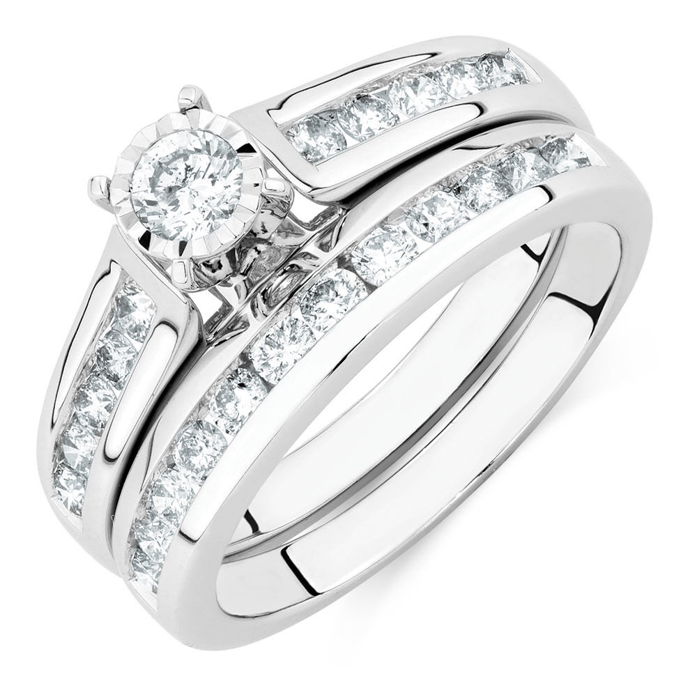 Bridal Set with 1/2 Carat TW of Diamonds in 10ct White Gold