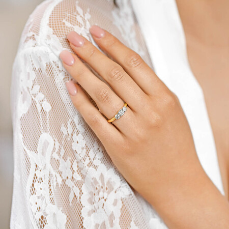 Three Stone Engagement Ring with 1 Carat TW of Diamonds in 14kt Yellow Gold Three Stone Engagement Ring with 1 Carat TW of Diamonds in 14kt Yellow Gold