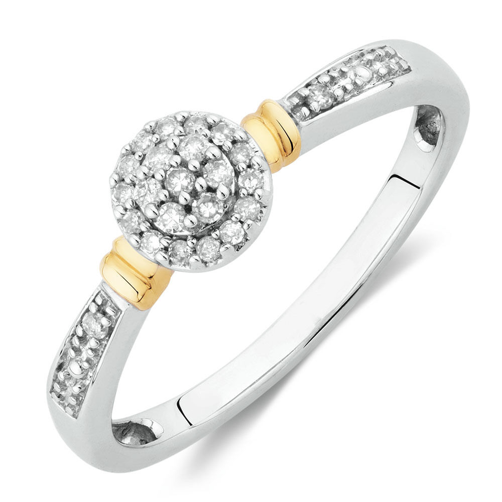Promise Ring with Diamonds in 10ct White & Yellow Gold
