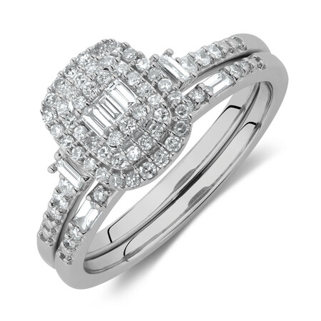 Evermore Bridal Set with 0.40 Carat TW of Diamonds in 10ct White Gold