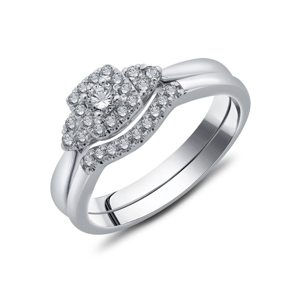 Bridal Set with 0.30 Carat TW of Diamonds in 10ct White Gold