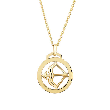 Sagittarius Zodiac Pendant with Chain in 10ct Yellow Gold Sagittarius Zodiac Pendant with Chain in 10ct Yellow Gold