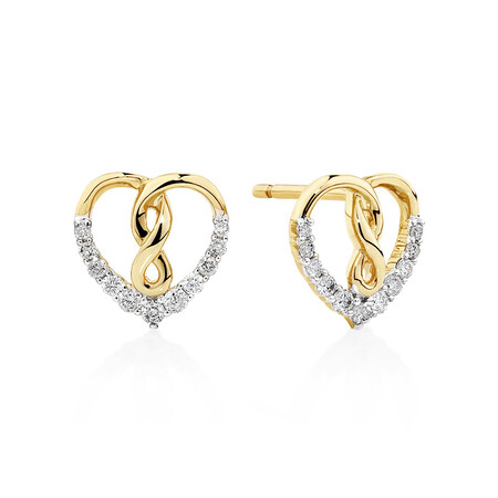 Heart Infinity Earrings With 0.20 Carat TW Of Diamonds In 10ct Yellow Gold Heart Infinity Earrings With 0.20 Carat TW Of Diamonds In 10ct Yellow Gold
