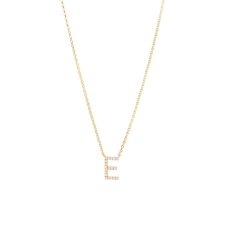 "E" Initial Necklace with 0.10 Carat TW of Diamonds in 10kt Yellow Gold