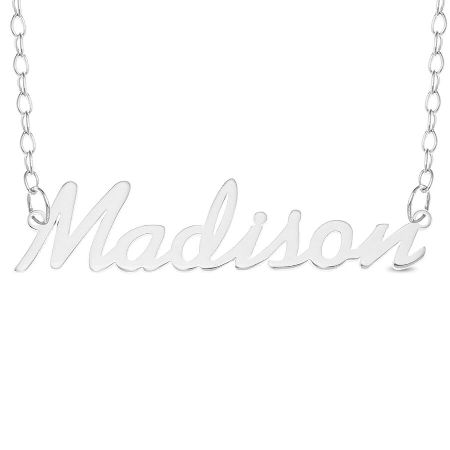 Madison Name Plate Necklace In Sterling Silver