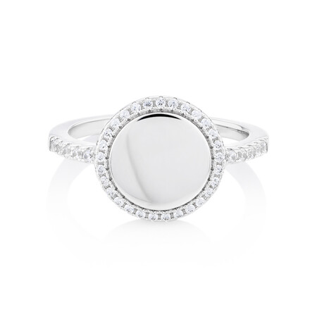 Round Ring with Cubic Zirconia in Sterling Silver Round Ring with Cubic Zirconia in Sterling Silver
