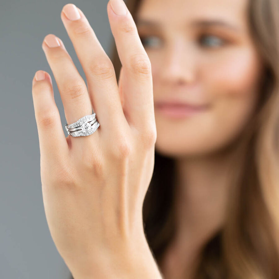 Enhancer Ring with 3/4 Carat TW of Diamonds in 14ct White Gold