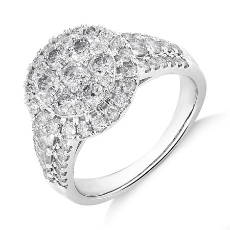 Halo Ring with 2 Carat Of Diamonds in 10ct White Gold Halo Ring with 2 Carat Of Diamonds in 10ct White Gold