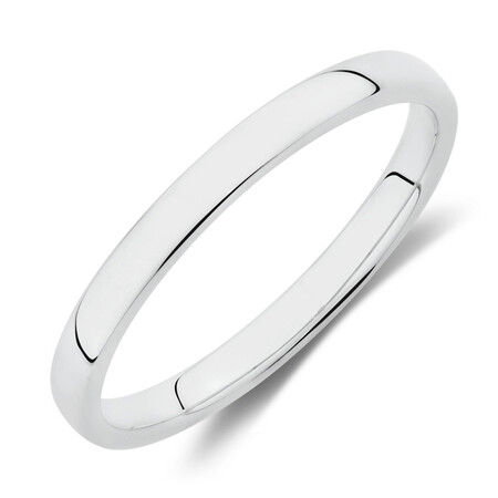 2mm High Domed Wedding Band in 14kt White Gold