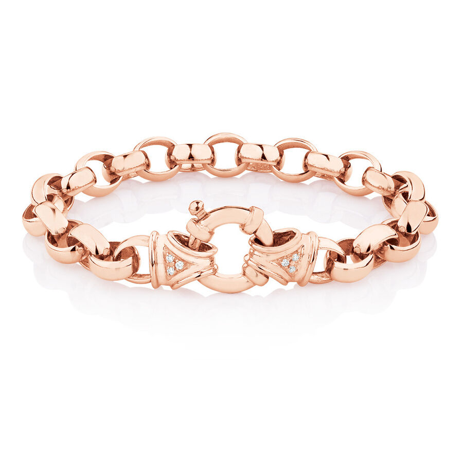 Diamond Set Belcher Bracelet in 10ct Rose Gold