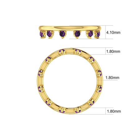 Zipper Ring with Natural Amethyst in 10kt Yellow Gold Zipper Ring with Natural Amethyst in 10kt Yellow Gold