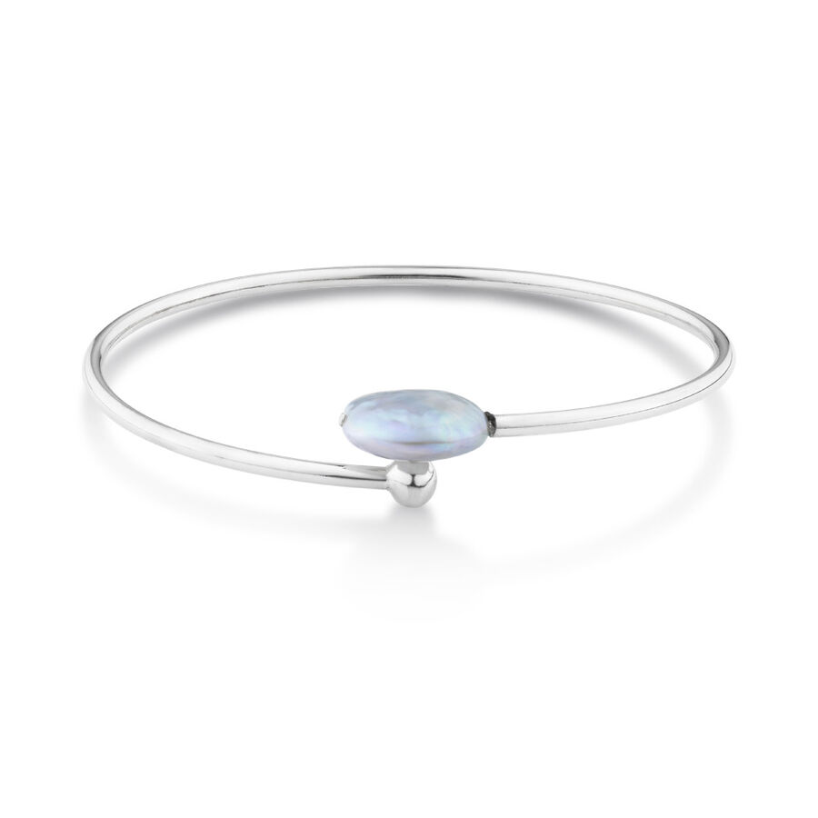 Bangle with Cultured Freshwater Pearl in Sterling Silver