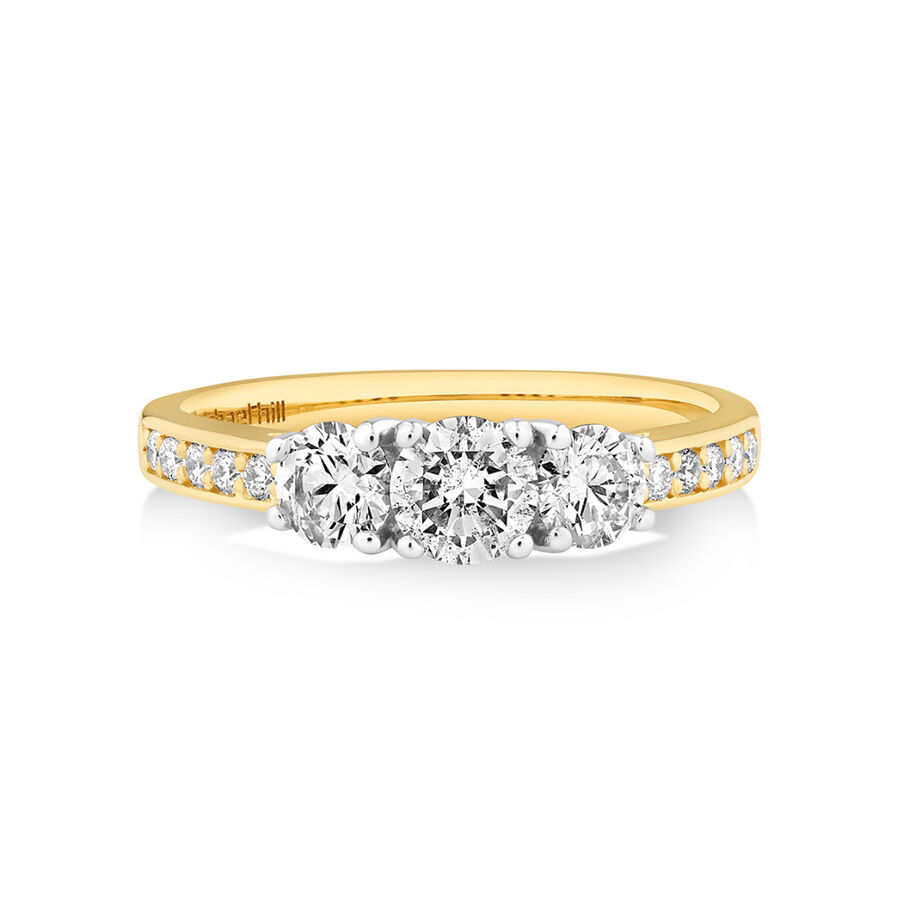 Engagement Ring with 1 Carat TW of Diamonds in 14ct Yellow & White Gold