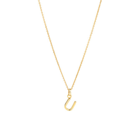 "U" Initial Pendant with Chain in 10kt Yellow Gold