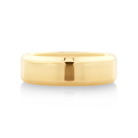 7mm Flat Bevelled Wedding Band in 10kt Yellow Gold 7mm Flat Bevelled Wedding Band in 10kt Yellow Gold