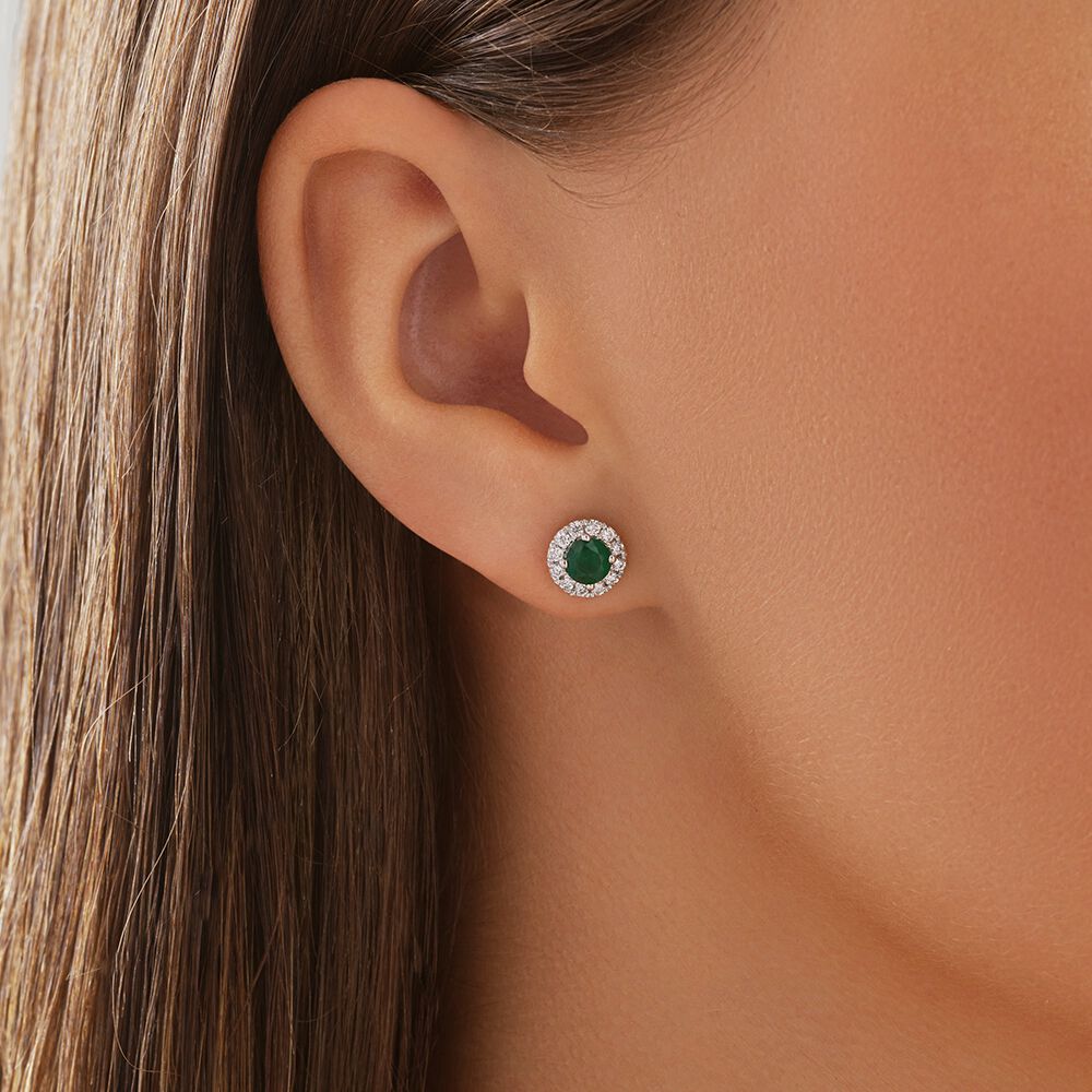 Genuine emerald stud earrings sale