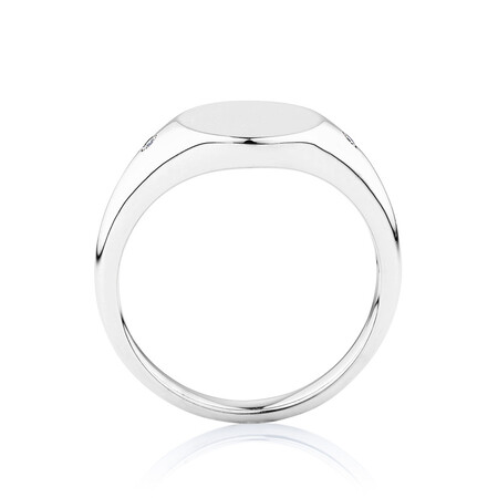 Signet Ring with Diamonds in Sterling Silver Signet Ring with Diamonds in Sterling Silver