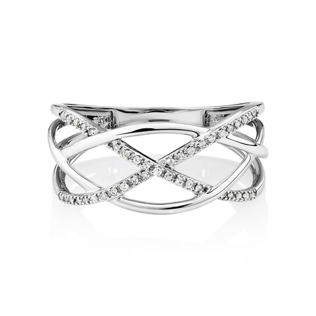 Crossover Ring with Diamonds in 10ct White Gold Crossover Ring with Diamonds in 10ct White Gold