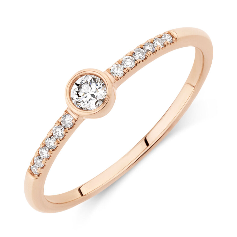 Promise Ring with 0.16 Carat TW of Diamonds in 10ct Rose Gold