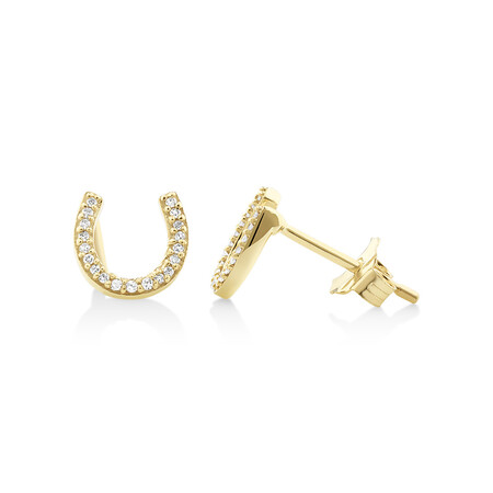 Mini Horseshoe Earrings with Diamonds in 10kt Yellow Gold Mini Horseshoe Earrings with Diamonds in 10kt Yellow Gold