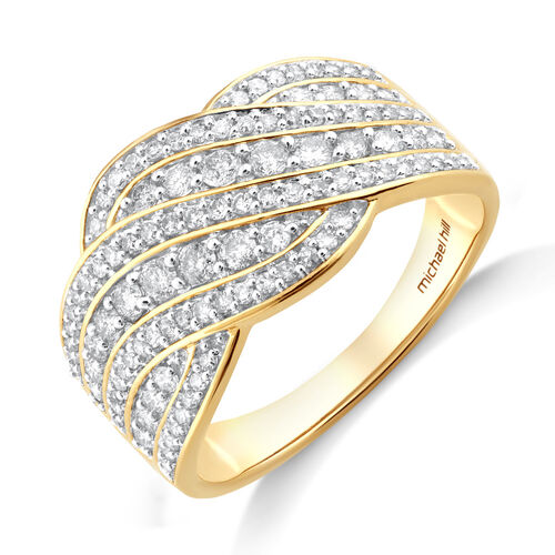 Swirl Cluster Ring with 0.75 Carat TW of Diamonds in 10kt Yellow Gold