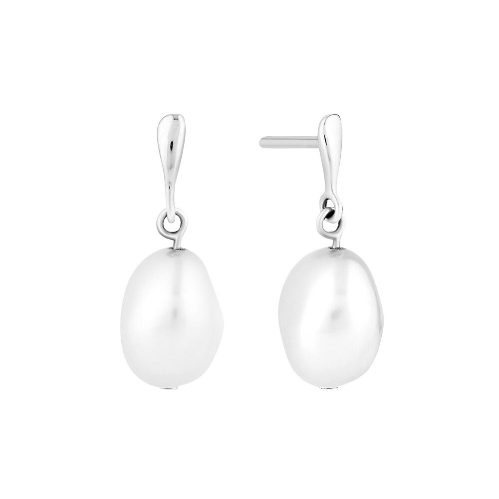 Drop Earrings with Cultured Freshwater Pearl in Sterling Silver