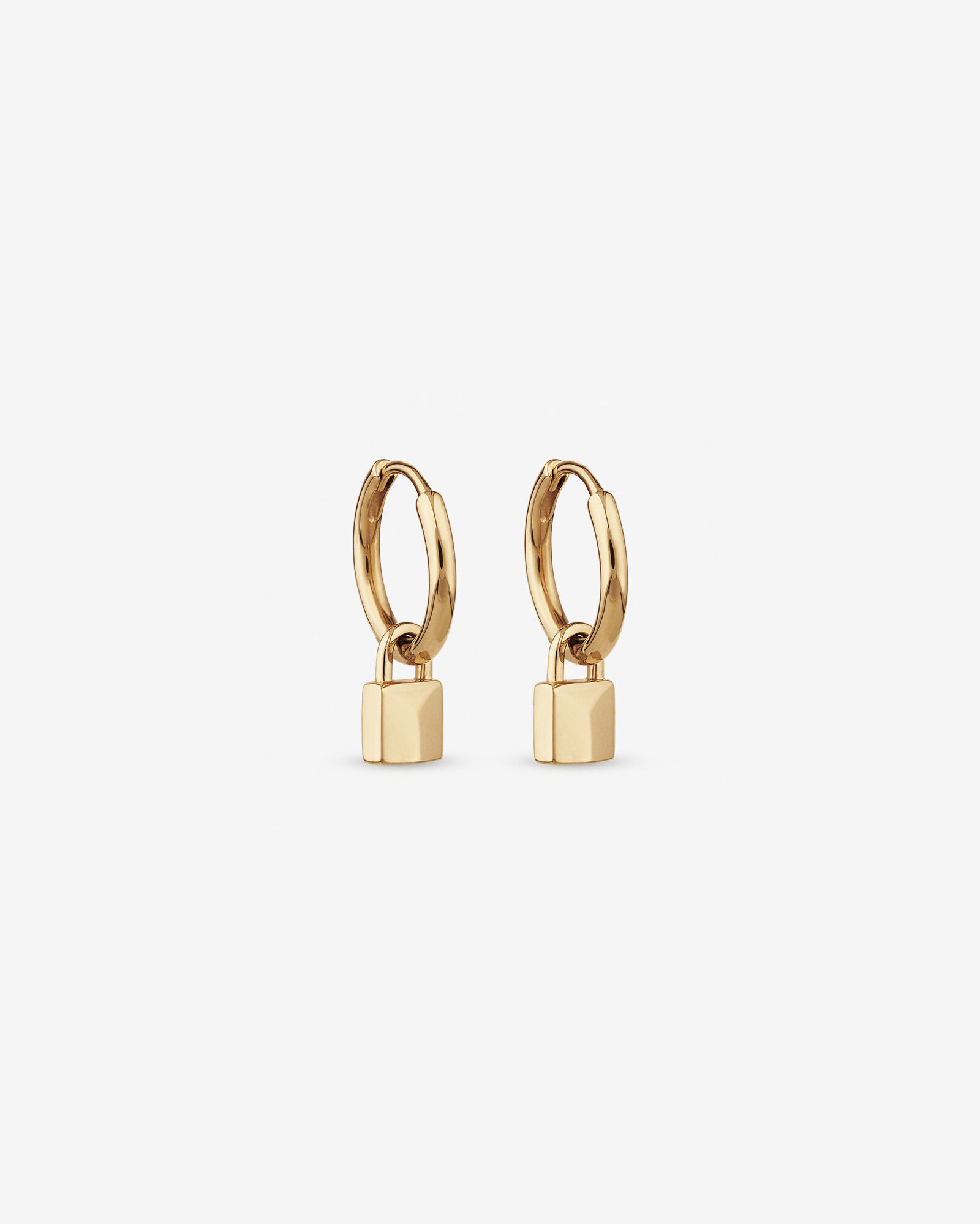 Signature Lock Hoop Huggie Earrings in 10kt Yellow Gold