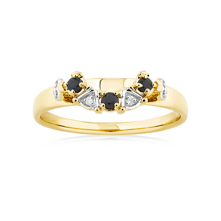 3 Ring Set with Sapphire & Diamonds in 10kt Yellow Gold 3 Ring Set with Sapphire & Diamonds in 10kt Yellow Gold