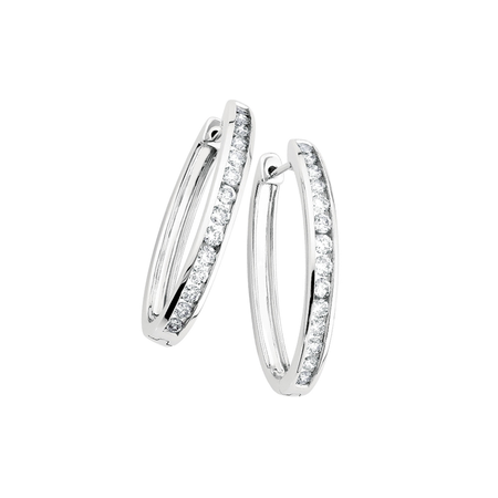 Huggie Earrings with 1 Carat TW of Diamonds in 10kt White Gold