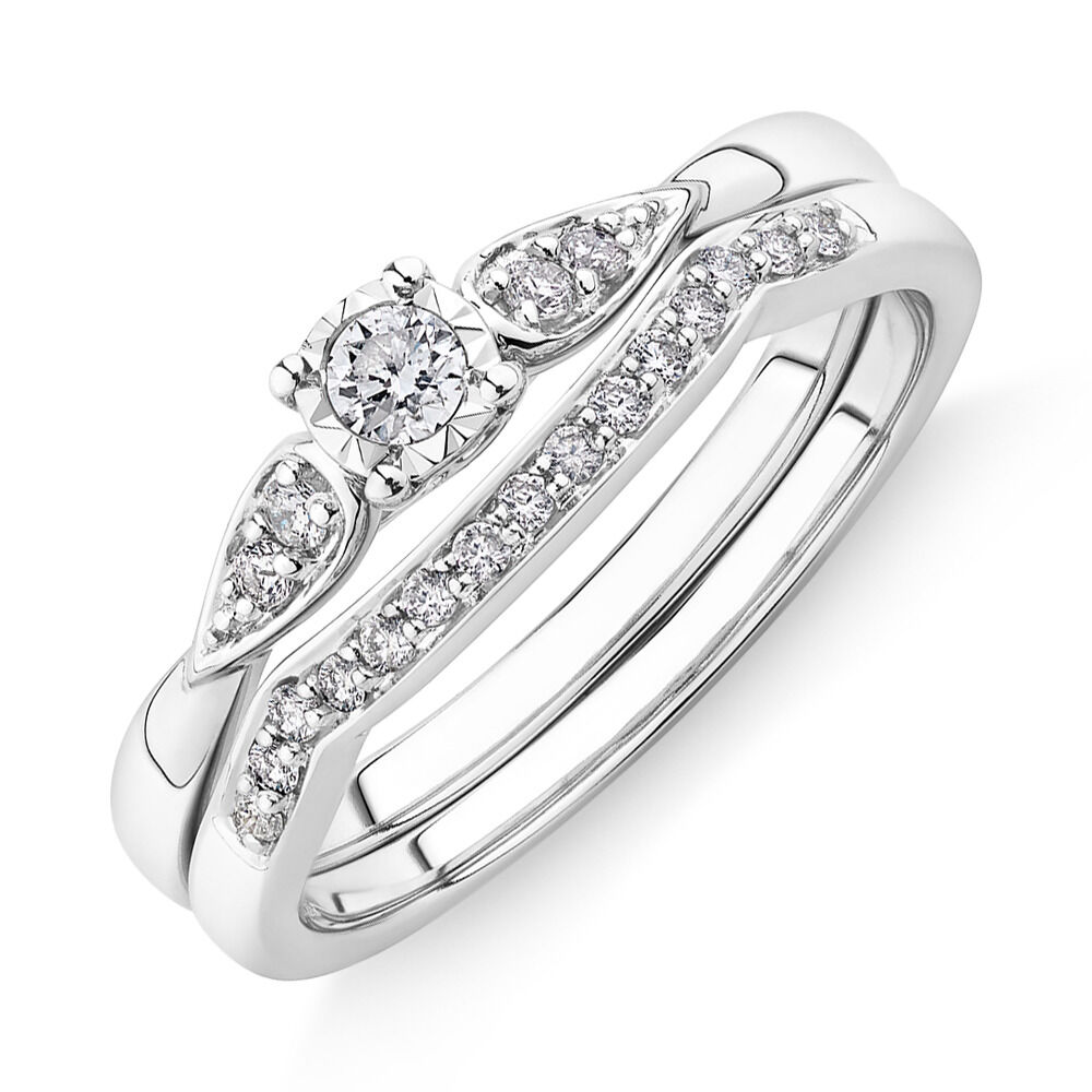 Bridal Set With 0.22 Carat TW of Diamonds In 10ct White Gold