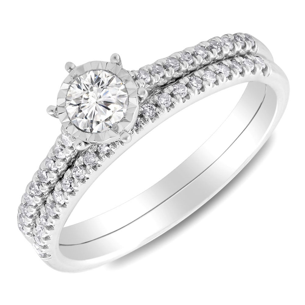 Bridal Set with 1/2 Carat TW of Diamonds in 10ct White Gold