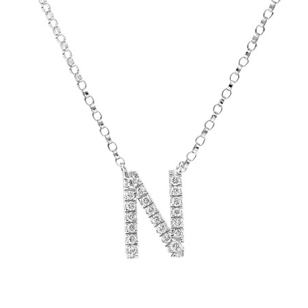 "N" Initial necklace with 0.10 Carat TW of Diamonds in 10kt White Gold