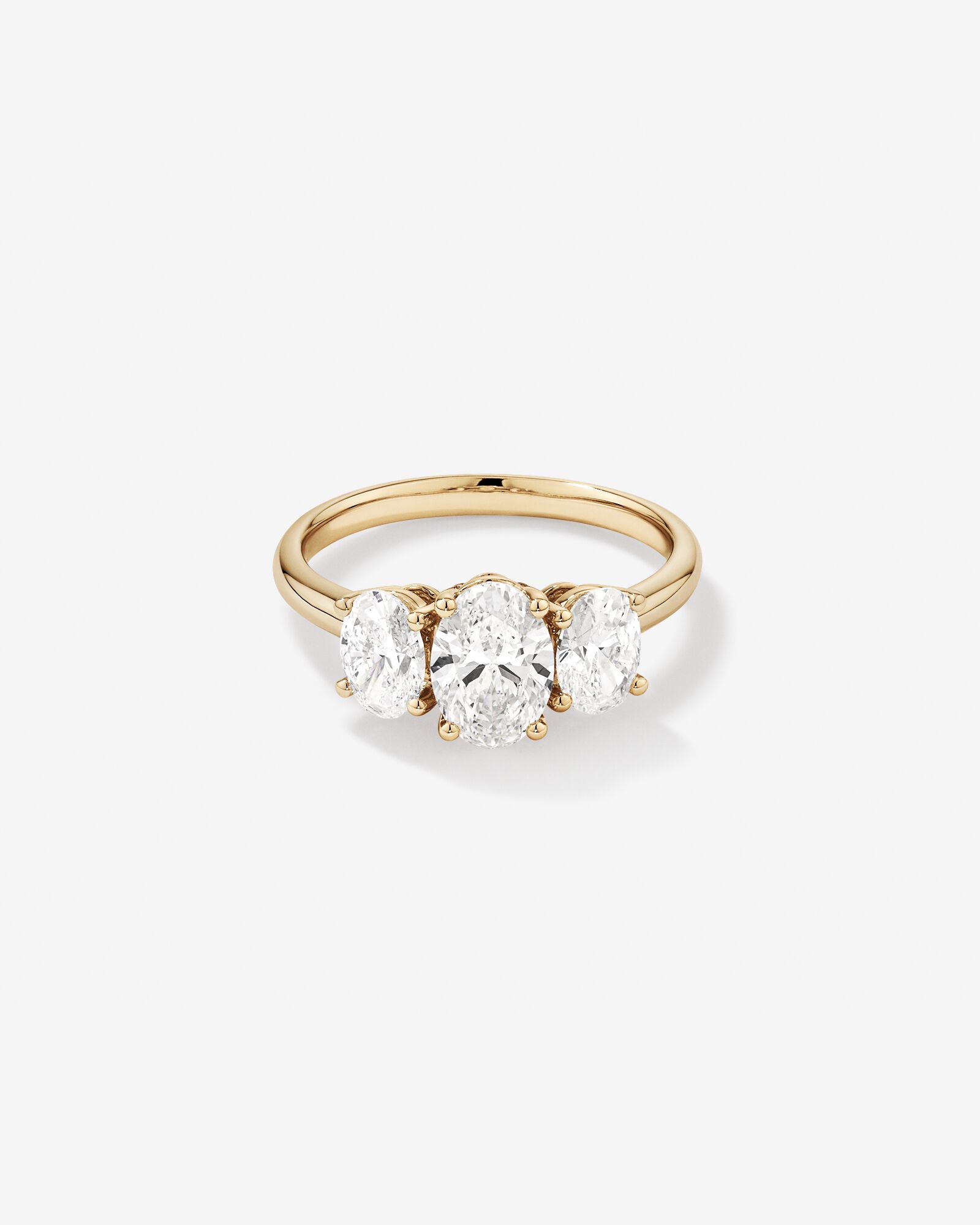 2 Carat Three Stone Oval Laboratory-Grown Diamond Engagement Ring In 14kt Yellow Gold