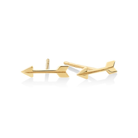 Arrow Stud Earrings In 10ct Yellow Gold