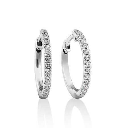 Pave Hoop Earrings with 0.15 Carat TW Diamonds in 10kt White Gold
