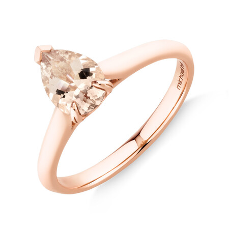 Pear Ring with Morganite in 10kt Rose Gold
