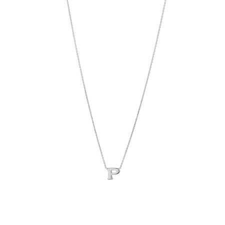 P Initial Necklace in Sterling Silver