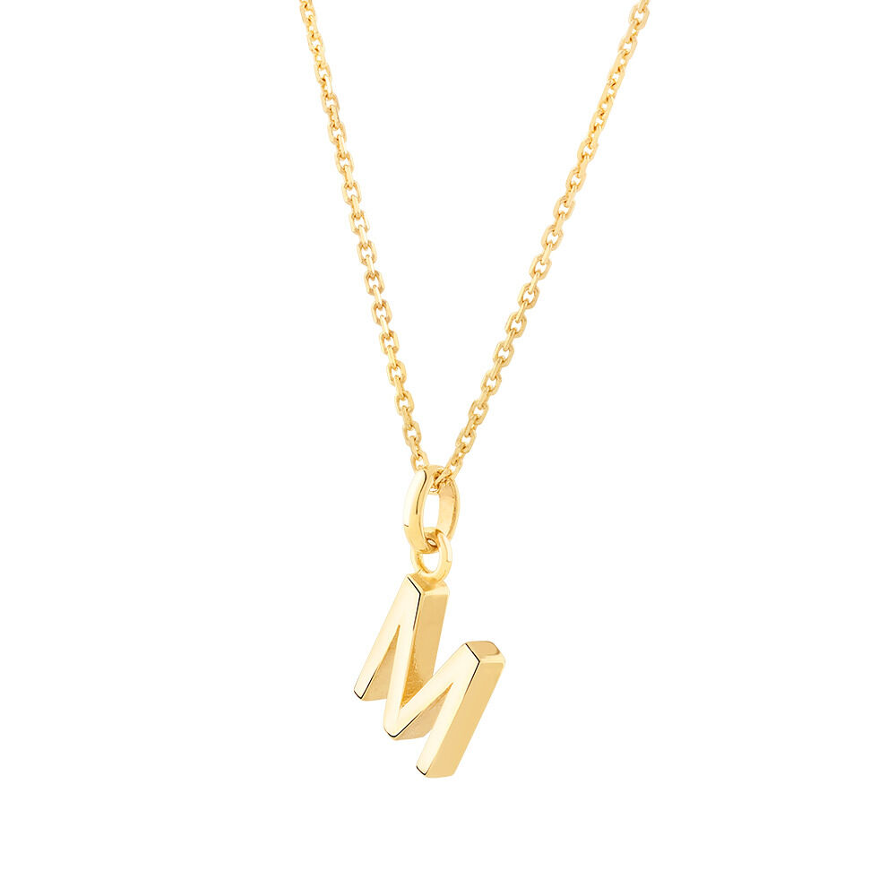 M Initial Pendant in 10kt Yellow Gold
