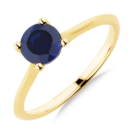 Ring with Laboratory Created Sapphire in 10kt Yellow Gold