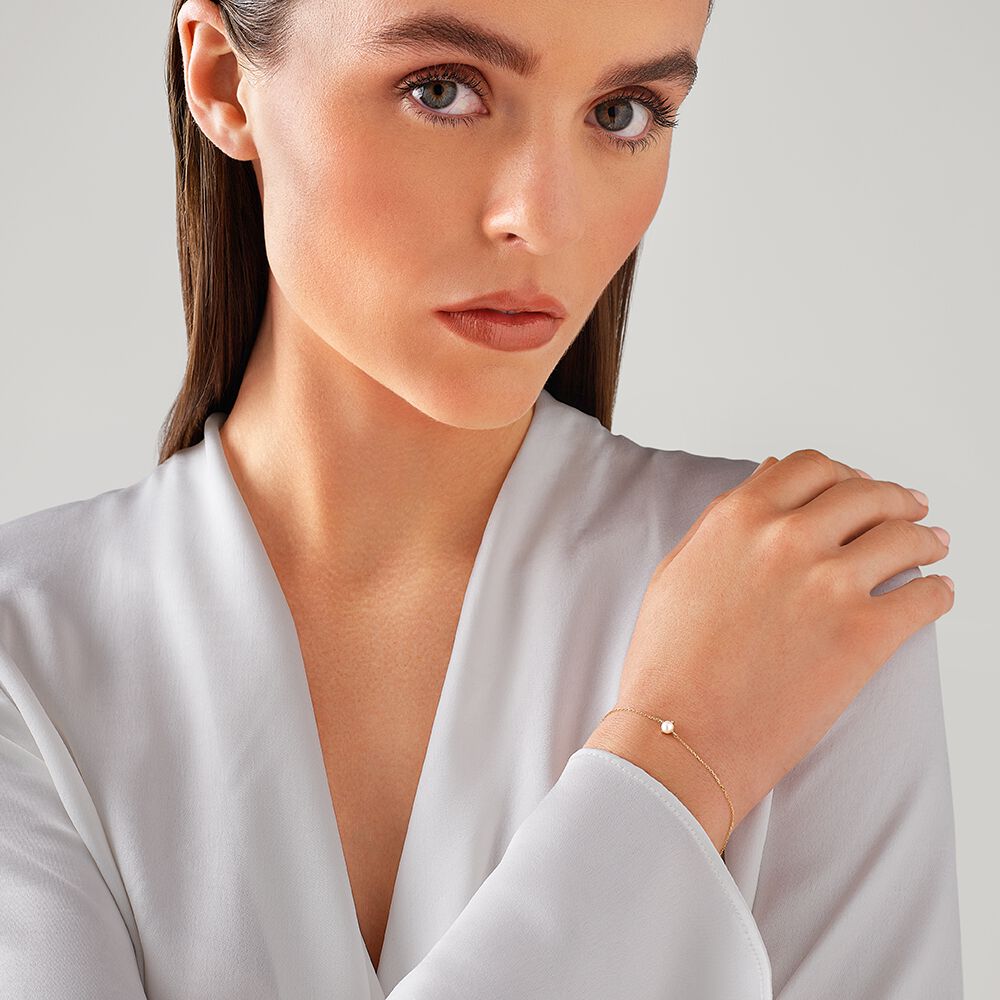Bracelet with Cultured Freshwater Pearl in 10kt Yellow Gold