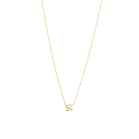 "S" Initial Necklace in 10ct Yellow Gold