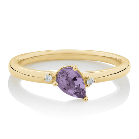 Stacker Ring with Diamonds & Amethyst in 10ct Yellow Gold Stacker Ring with Diamonds & Amethyst in 10ct Yellow Gold
