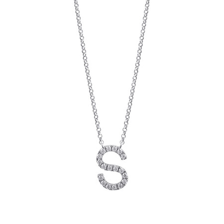 S' Initial necklace with 0.10 Carat TW of Diamonds in 10ct White Gold