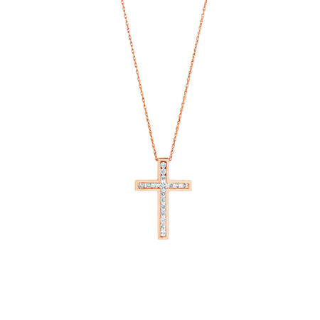 Cross Pendant With 0.34 Carat TW of Diamonds in 10ct Rose Gold Cross Pendant With 0.34 Carat TW of Diamonds in 10ct Rose Gold