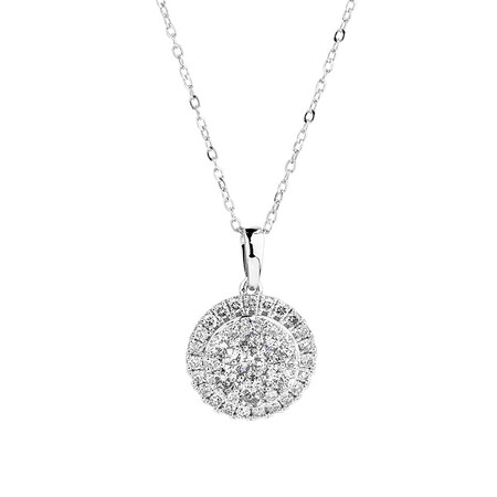 Cluster Pendant with 1.0 Carat TW of Diamonds in 10kt White Gold
