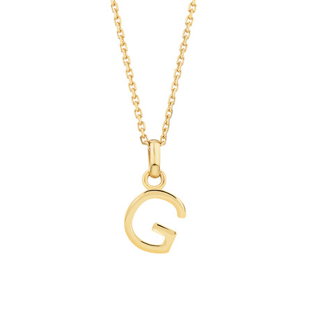 "G" Initial Pendant with Chain in 10kt Yellow Gold
