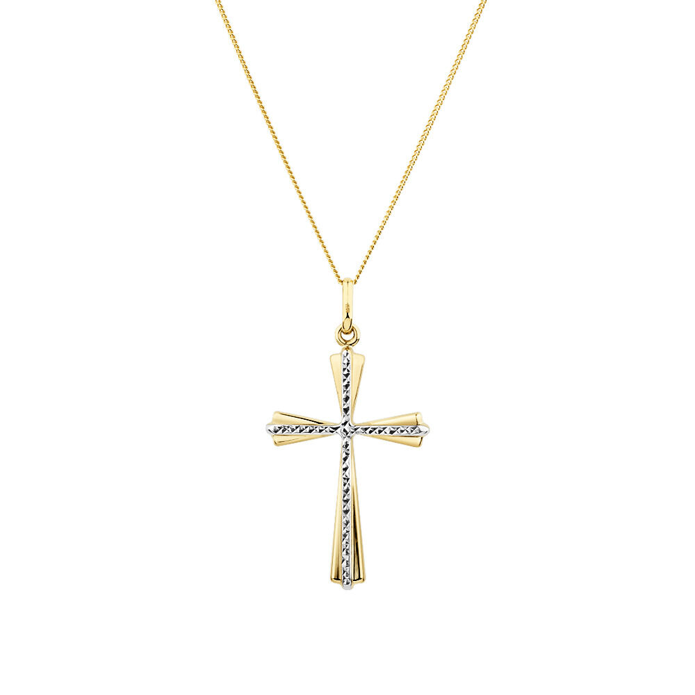Cross Pendant in 10kt Yellow White Gold